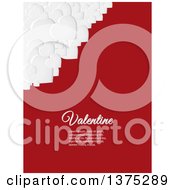 Poster, Art Print Of 3d Corner Of White Valentine Love Hearts Over Red With Sample Text
