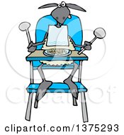 Baby Lamb Sitting In A High Chair And Wearing A Bib
