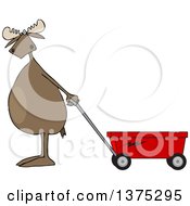 Poster, Art Print Of Moose Standing Upright And Pulling A Wagon