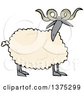 Poster, Art Print Of Curly Horned Sheep With A Black Face And Legs