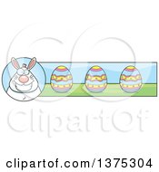 Poster, Art Print Of Happy Chubby White Easter Bunny Banner