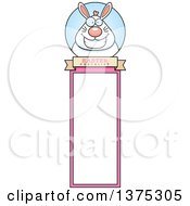 Clipart Of A Happy Chubby White Easter Bunny Bookmark Royalty Free Vector Illustration