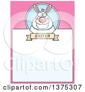 Poster, Art Print Of Happy Chubby White Easter Bunny Page Border