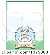 Poster, Art Print Of Happy Chubby White Easter Bunny Page Border