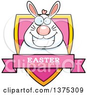 Poster, Art Print Of Happy Chubby White Easter Bunny Shield