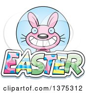 Clipart Of A Pink Easter Bunny Royalty Free Vector Illustration