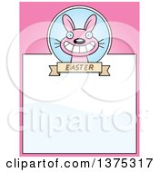 Clipart Of A Pink Easter Bunny Page Border Royalty Free Vector Illustration