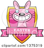 Clipart Of A Pink Easter Bunny Shield Royalty Free Vector Illustration by Cory Thoman