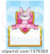 Clipart Of A Pink Easter Bunny Page Border Royalty Free Vector Illustration by Cory Thoman