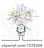 Poster, Art Print Of Stressed Stick Business Man Under Messy Social Networking Lines And Icons