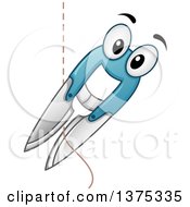 Clipart Of A Cutter Character Snipping A Thread Royalty Free Vector Illustration