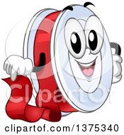 Clipart Of A Roll Of Red Ribbon Character Royalty Free Vector Illustration