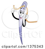 Clipart Of A Sewing Needle Mascot Inserting Thread Royalty Free Vector Illustration