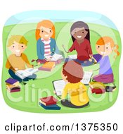 Poster, Art Print Of Group Of Teenagers Reading In A Park