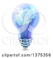 Poster, Art Print Of Blue Light Bulb With A Gear Cog On The Inside