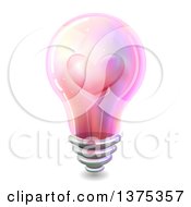 Poster, Art Print Of Pink Light Bulb With A Love Heart On The Inside