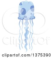 Clipart Of A Blue Jellyfish Royalty Free Vector Illustration
