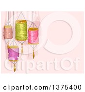 Poster, Art Print Of Colorful Chinese Lanterns Over Pink