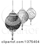Poster, Art Print Of Grayscale Patterned Paper Lanterns