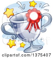 Sparkly Siler Trophy Cup And Ribbon With Stars