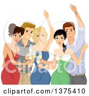 Poster, Art Print Of Group Of Young Adults Toasting At A Party