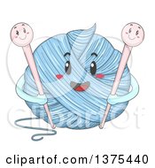 Clipart Of A Happy Ball Of Yarn Character Holding Hooks Royalty Free Vector Illustration