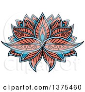 Clipart Of A Blue And Salmon Pink Henna Lotus Flower Royalty Free Vector Illustration by Vector Tradition SM