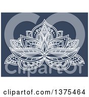 Poster, Art Print Of White Henna Lotus Flower On Blue