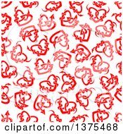 Clipart Of A Seamless Background Pattern Of Red Tribal Hearts Royalty Free Vector Illustration