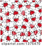 Clipart Of A Seamless Background Pattern Of Red Hearts With Nails Royalty Free Vector Illustration by Vector Tradition SM