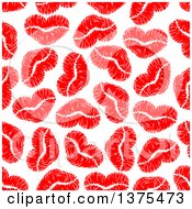 Clipart Of A Seamless Background Pattern Of Red Lipstick Kiss Hearts Royalty Free Vector Illustration