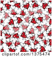 Poster, Art Print Of Seamless Background Pattern Of Red Hearts With Nails