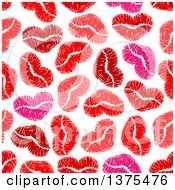 Clipart Of A Seamless Background Pattern Of Red And Pink Lipstick Kiss Hearts Royalty Free Vector Illustration