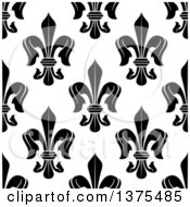 Clipart Of A Seamless Pattern Background Of Black And White Fleur De Lis Royalty Free Vector Illustration