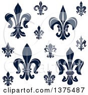 Poster, Art Print Of Navy Blue Lily Fleur De Lis Designs