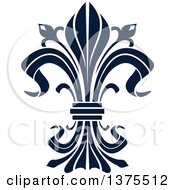 Clipart Of A Navy Blue Lily Fleur De Lis Royalty Free Vector Illustration
