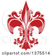 Clipart Of A Red Lily Fleur De Lis Royalty Free Vector Illustration