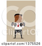 Poster, Art Print Of Flat Design Black Business Man Working Out On Tan
