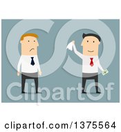 Poster, Art Print Of Flat Design White Business Man And Angry Colleague On Blue