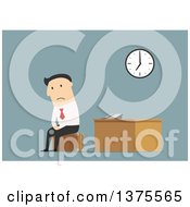 Poster, Art Print Of Flat Design White Business Man After Being Fired On Blue