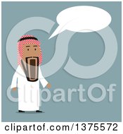 Poster, Art Print Of Flat Design Arabian Businessman Gawking In Surprise Over Blue