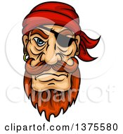 Poster, Art Print Of Tough Red Haired White Male Pirate With An Eye Patch Beard And Mustache