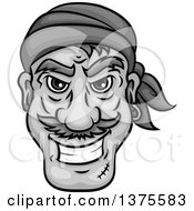 Poster, Art Print Of Grinning Grayscale Male Pirate Face