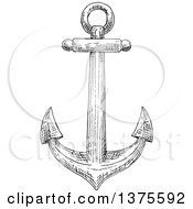 Poster, Art Print Of Black And White Sketched Anchor