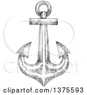 Poster, Art Print Of Black And White Sketched Anchor