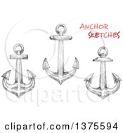 Poster, Art Print Of Black And White Sketched Anchors With Red Text