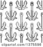 Poster, Art Print Of Seamless Background Pattern Of Black And White Anchors