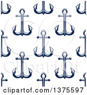 Poster, Art Print Of Nautical Seamless Background Pattern Of Navy Blue Anchors