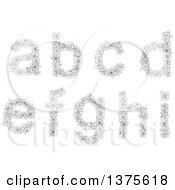 Poster, Art Print Of Black And White Lineart Floral Lowercase Alphabet Letters A B C D E F G H And I