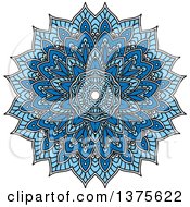 Clipart Of A Blue And White Kaleidoscope Flower Royalty Free Vector Illustration